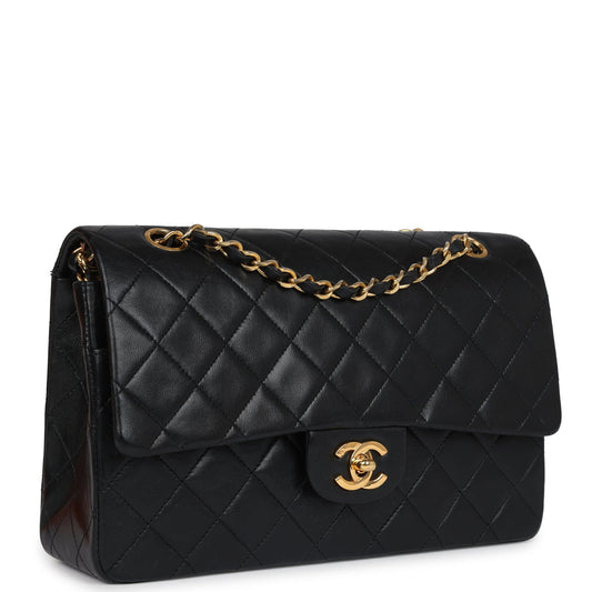 Chanel Medium Classic Double Flap Bag Black Lambskin Gold Hardware