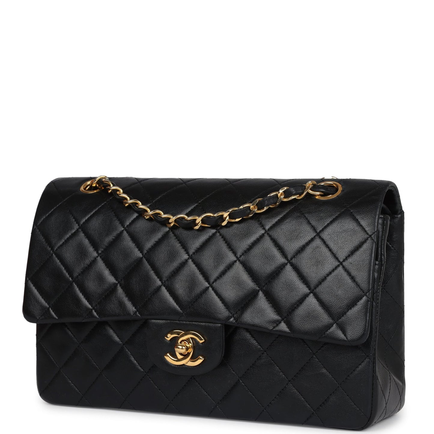 Chanel Medium Classic Double Flap Bag Black Lambskin Gold Hardware