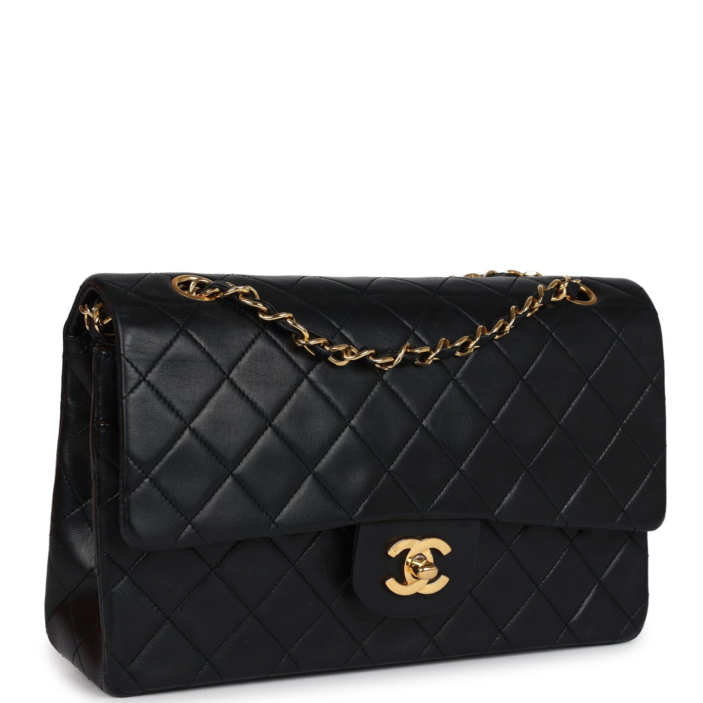 Chanel Medium Classic Double Flap Bag Black Lambskin Gold Hardware