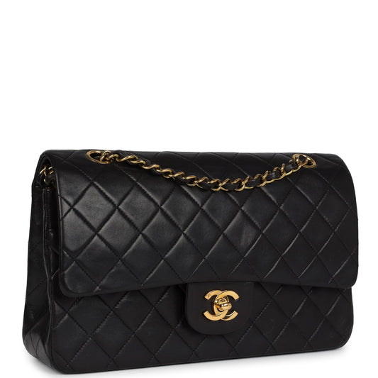 Chanel Medium Classic Double Flap Bag Black Lambskin Gold Hardware