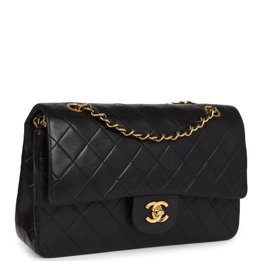 Chanel Medium Classic Double Flap Bag Black Lambskin Gold Hardware