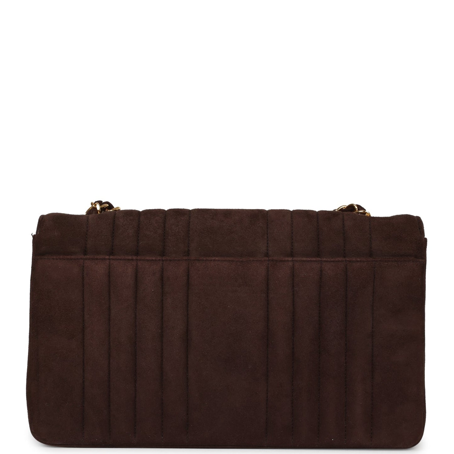 Chanel Medium Vertical Flap Bag Brown Suede Gold Hardware