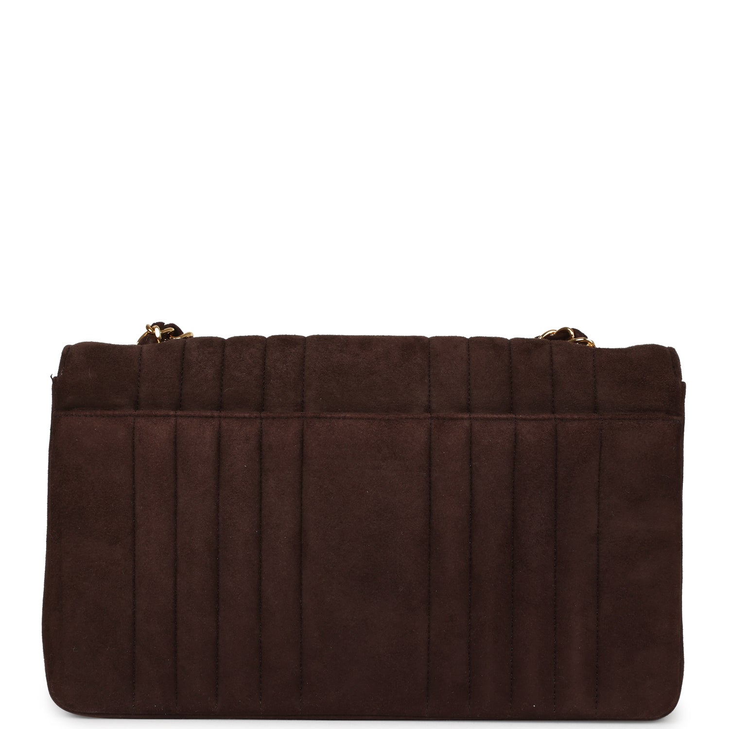 Chanel Medium Vertical Flap Bag Brown Suede Gold Hardware