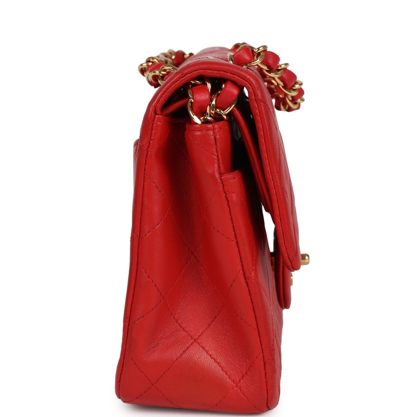Chanel Small Classic Double Flap Bag Red Lambskin Gold Hardware