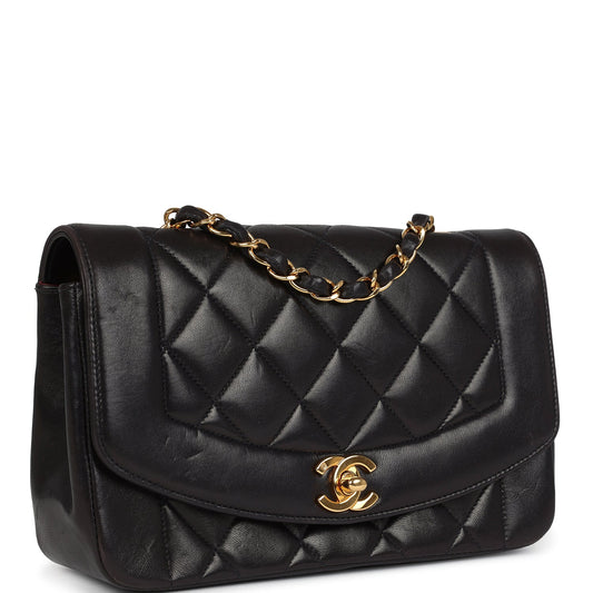 Chanel Small Diana Flap Bag Black Lambskin Gold Hardware