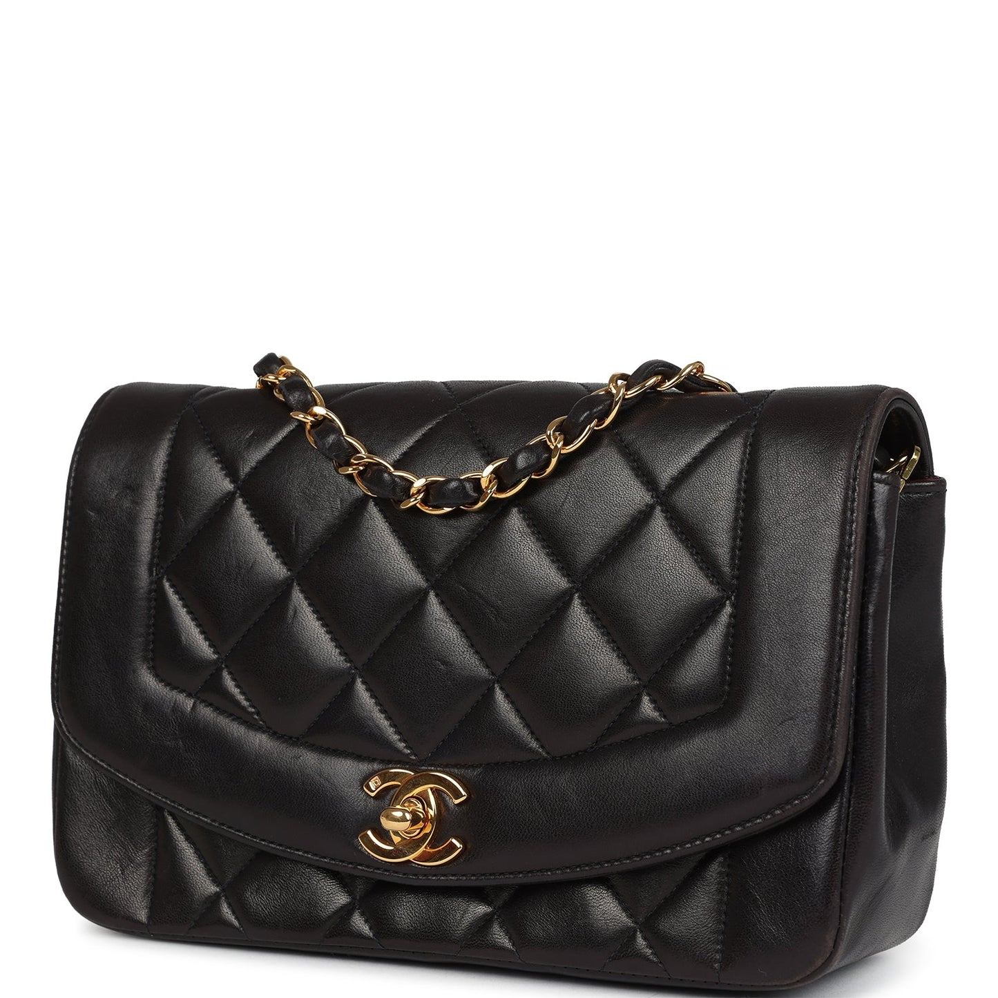 Chanel Small Diana Flap Bag Black Lambskin Gold Hardware