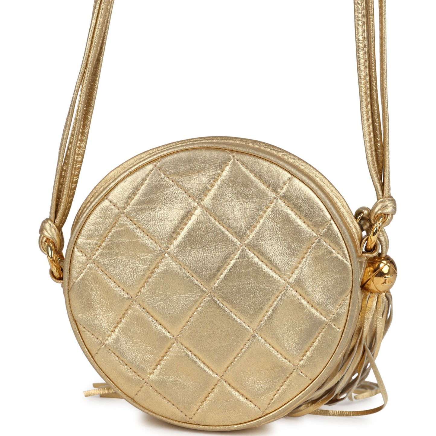 Chanel Mini CC Round Crossbody Bag Gold Lambskin Gold Hardware