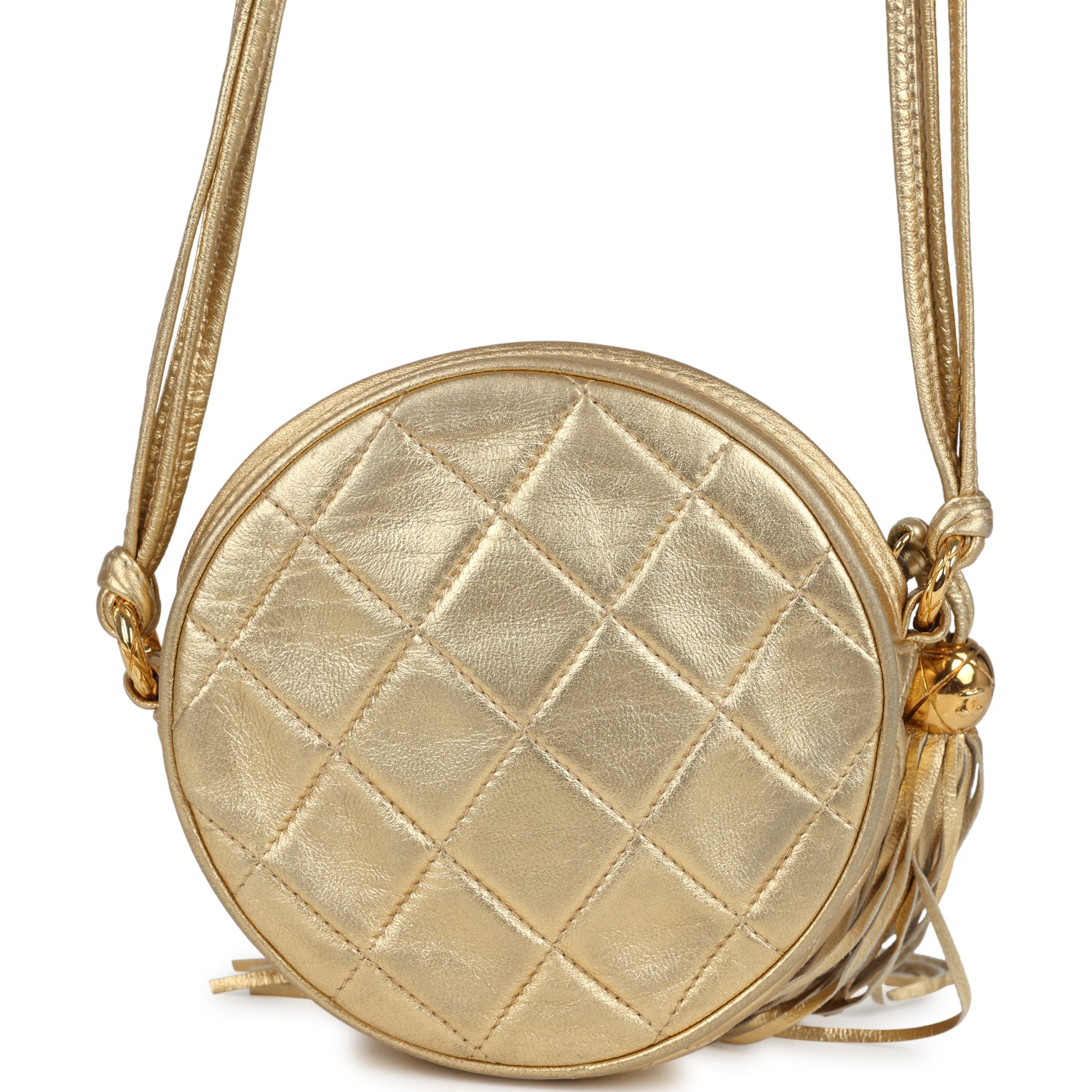 Chanel Mini CC Round Crossbody Bag Gold Lambskin Gold Hardware