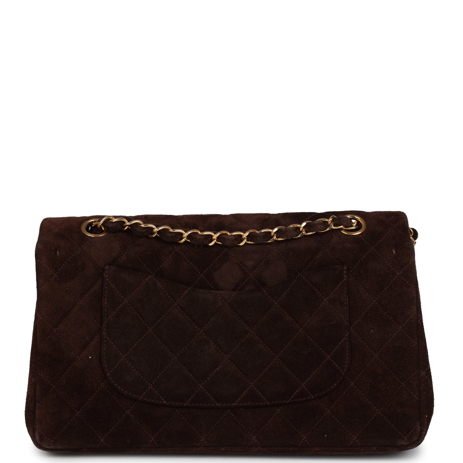 Chanel Medium Classic Double Flap Bag Brown Suede Gold Hardware