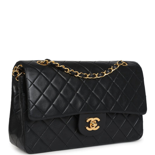 Chanel Medium Classic Double Flap Bag Black Lambskin Gold Hardware