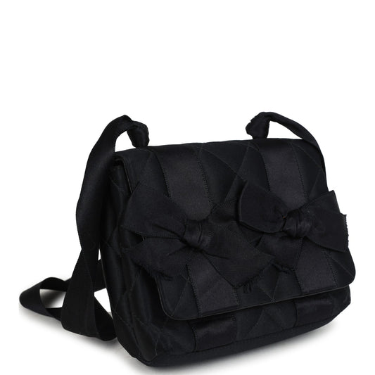 Chanel Mini Bow Shoulder Bag Black Satin Gold Hardware