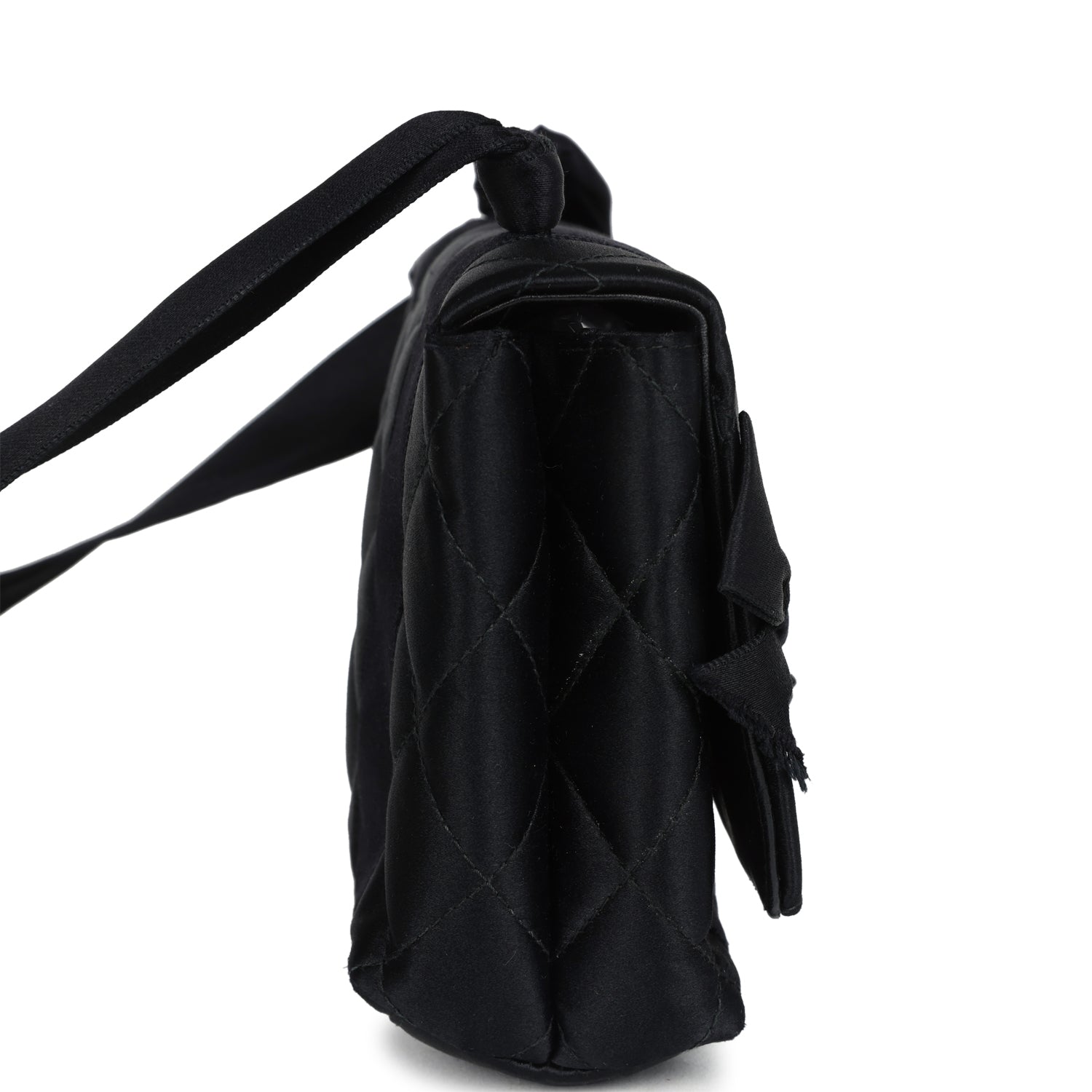 Chanel Mini Bow Shoulder Bag Black Satin Gold Hardware