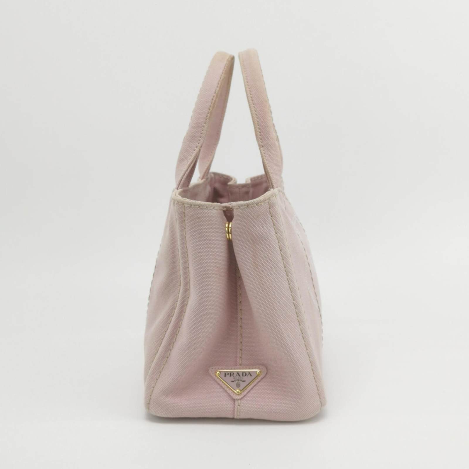 Prada Canape Canvas Tote Small Pink Top Handle Bag with Strap