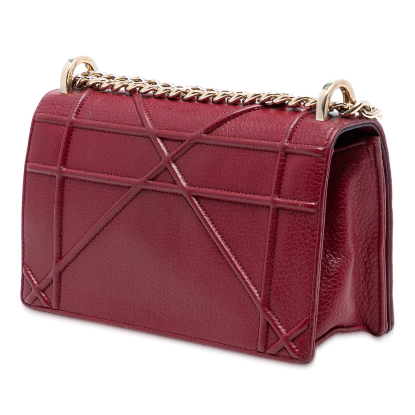 Red Dior Small Grained Calfskin Diorama Flap Crossbody Bag