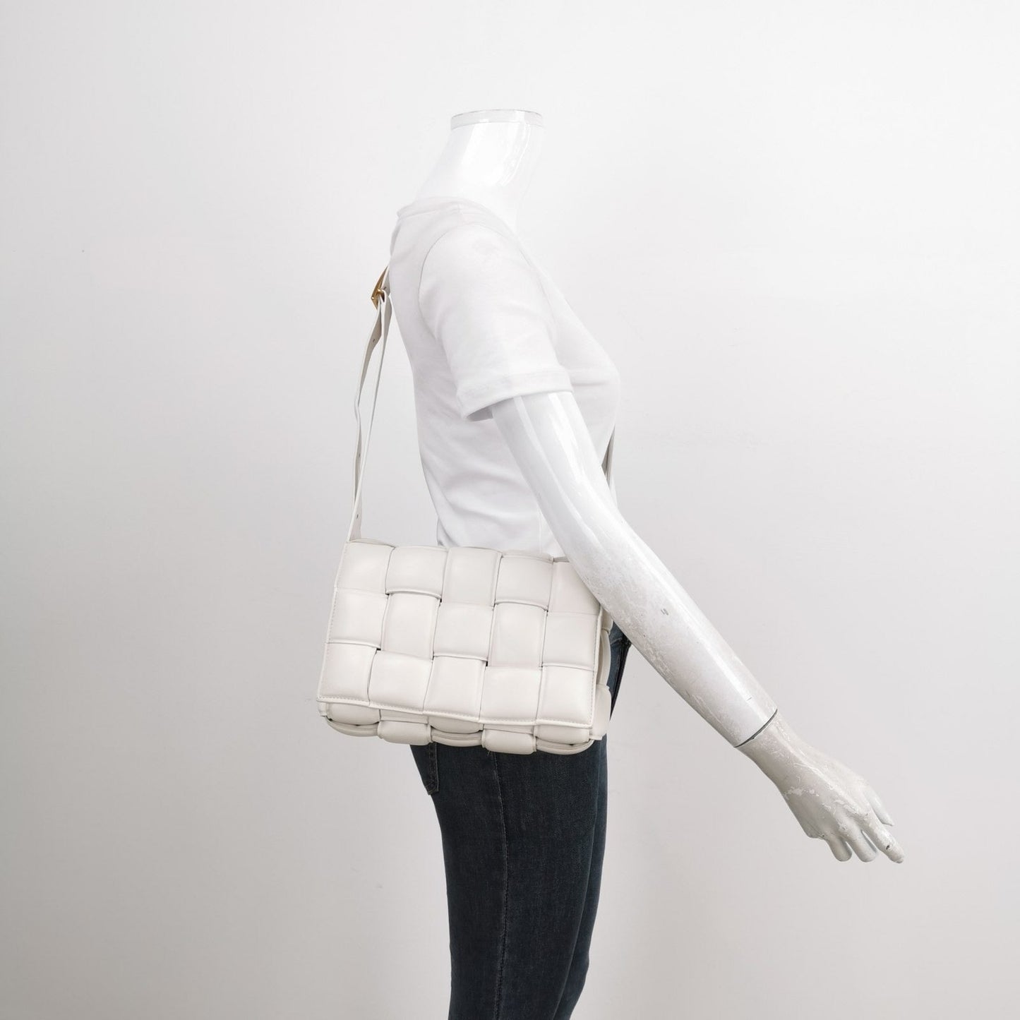 Bottega Veneta Padded Cassette White Leather Crossbody Bag
