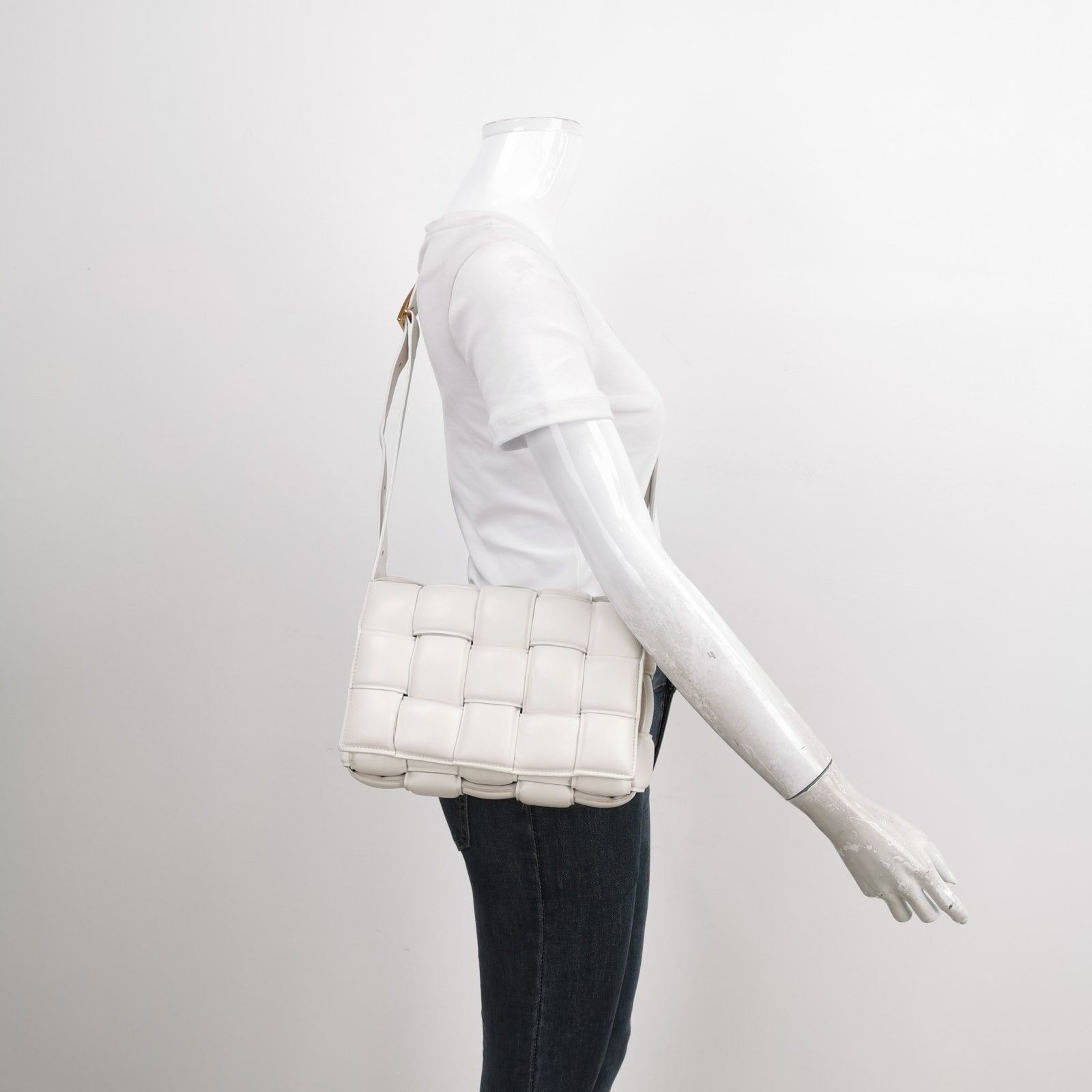 Bottega Veneta Padded Cassette White Leather Crossbody Bag