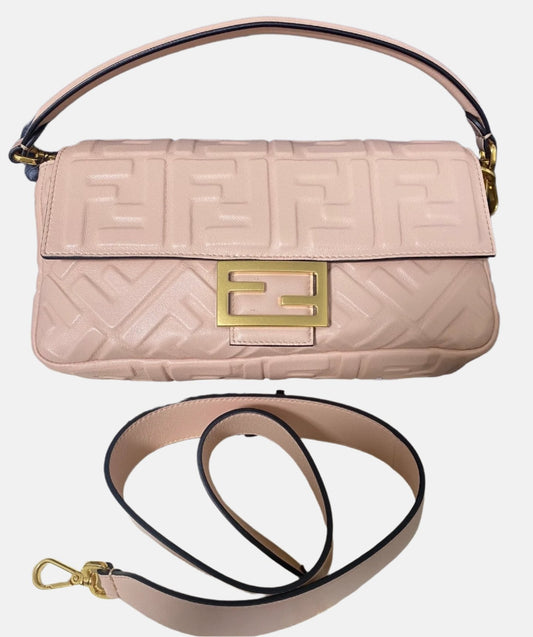 Fendi Baguette Lambskin Leather Crossbody Bag Medium Pink