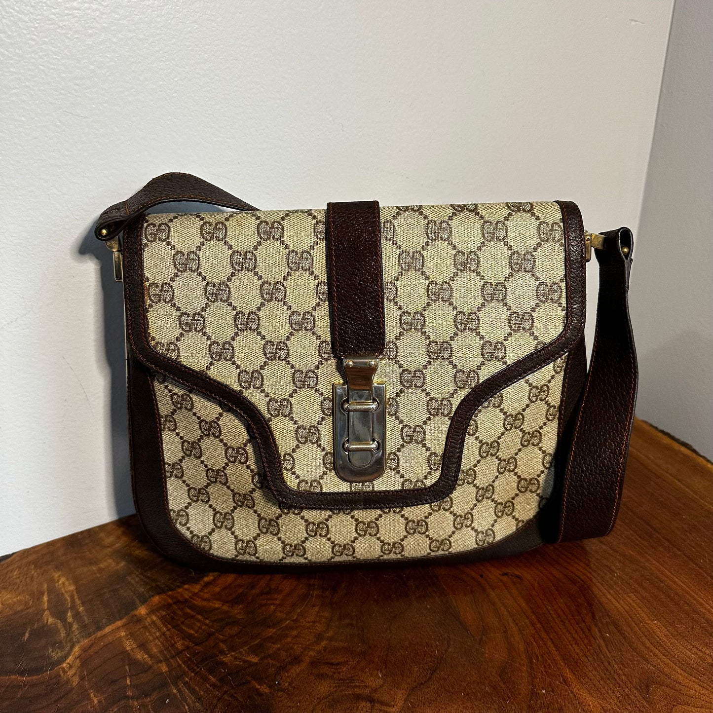 Gucci Leather Canvas Shoulder Bag