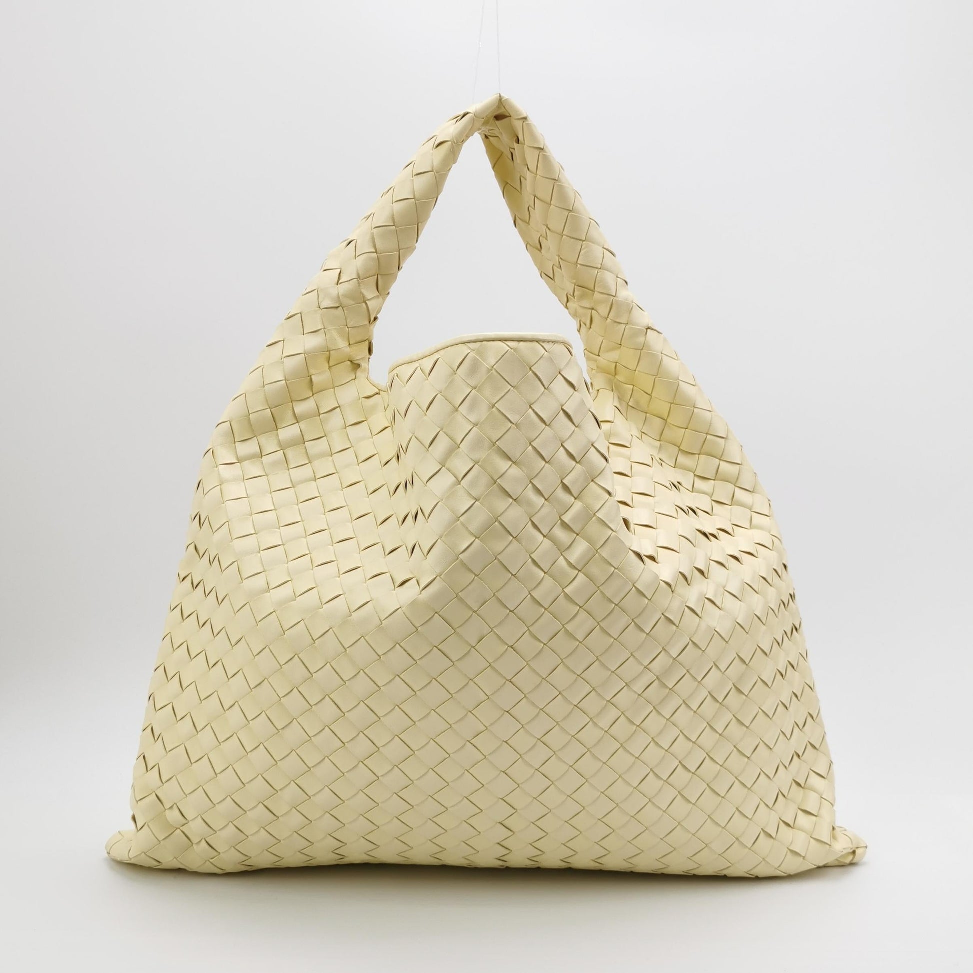 Bottega Veneta Hop Large Leather Pale Cream Yellow Hobo Bag