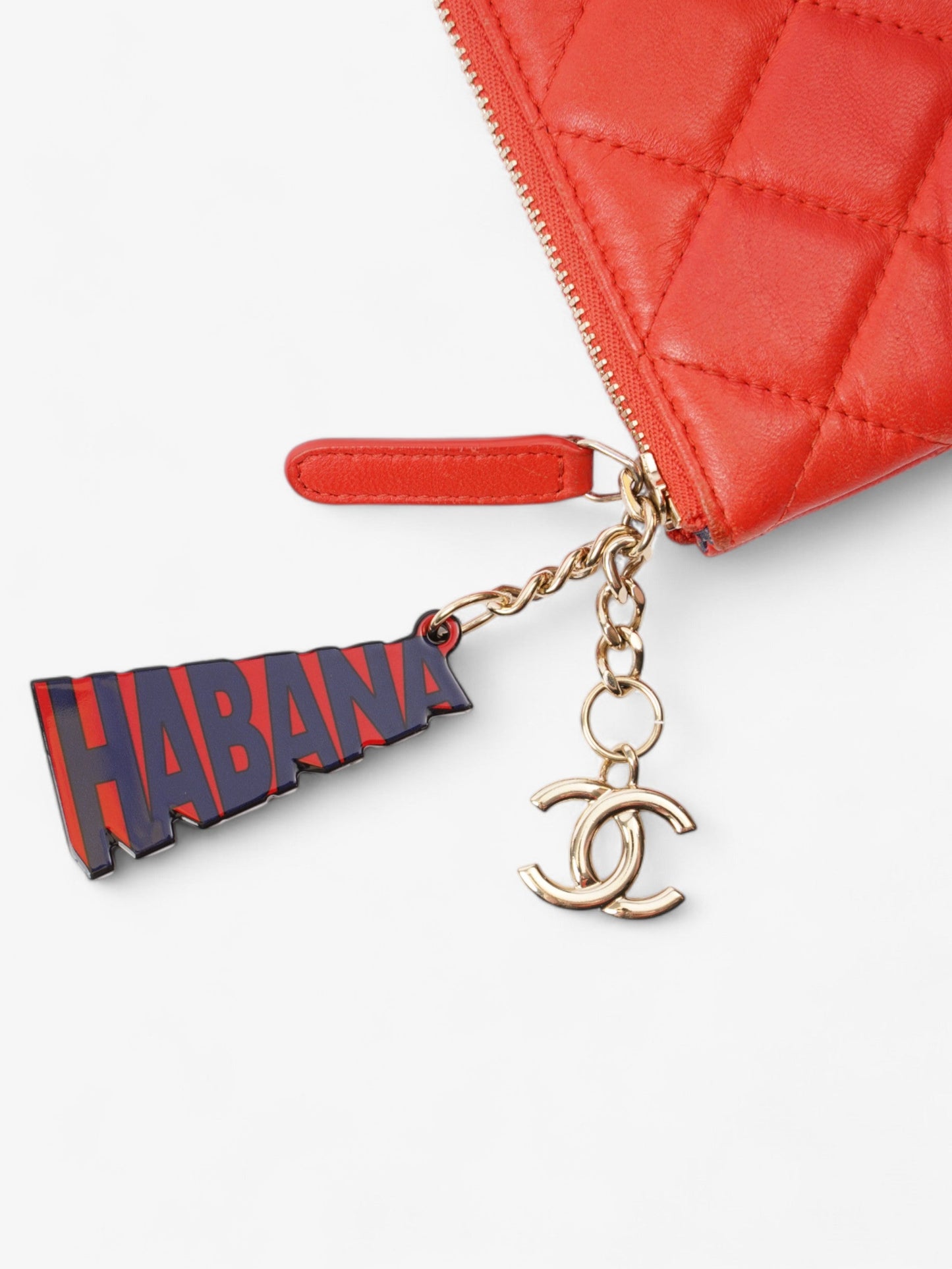 Chanel Matelasse Lambskin Clutch Red Lambskin Leather