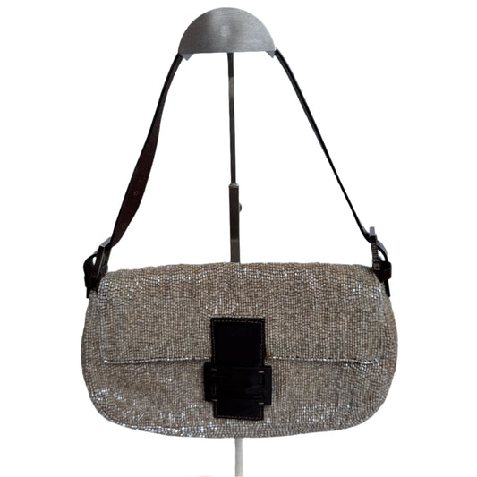 Fendi Baguette Shoulder bag with Glitter Beige Beads