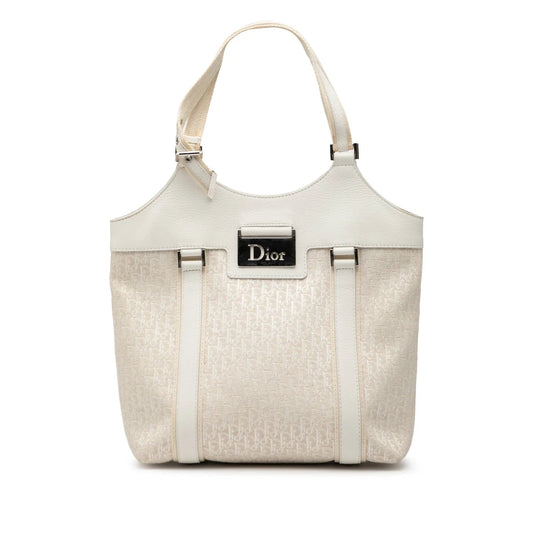 White Dior Diorissimo Trotter Canvas Street Chic Tote