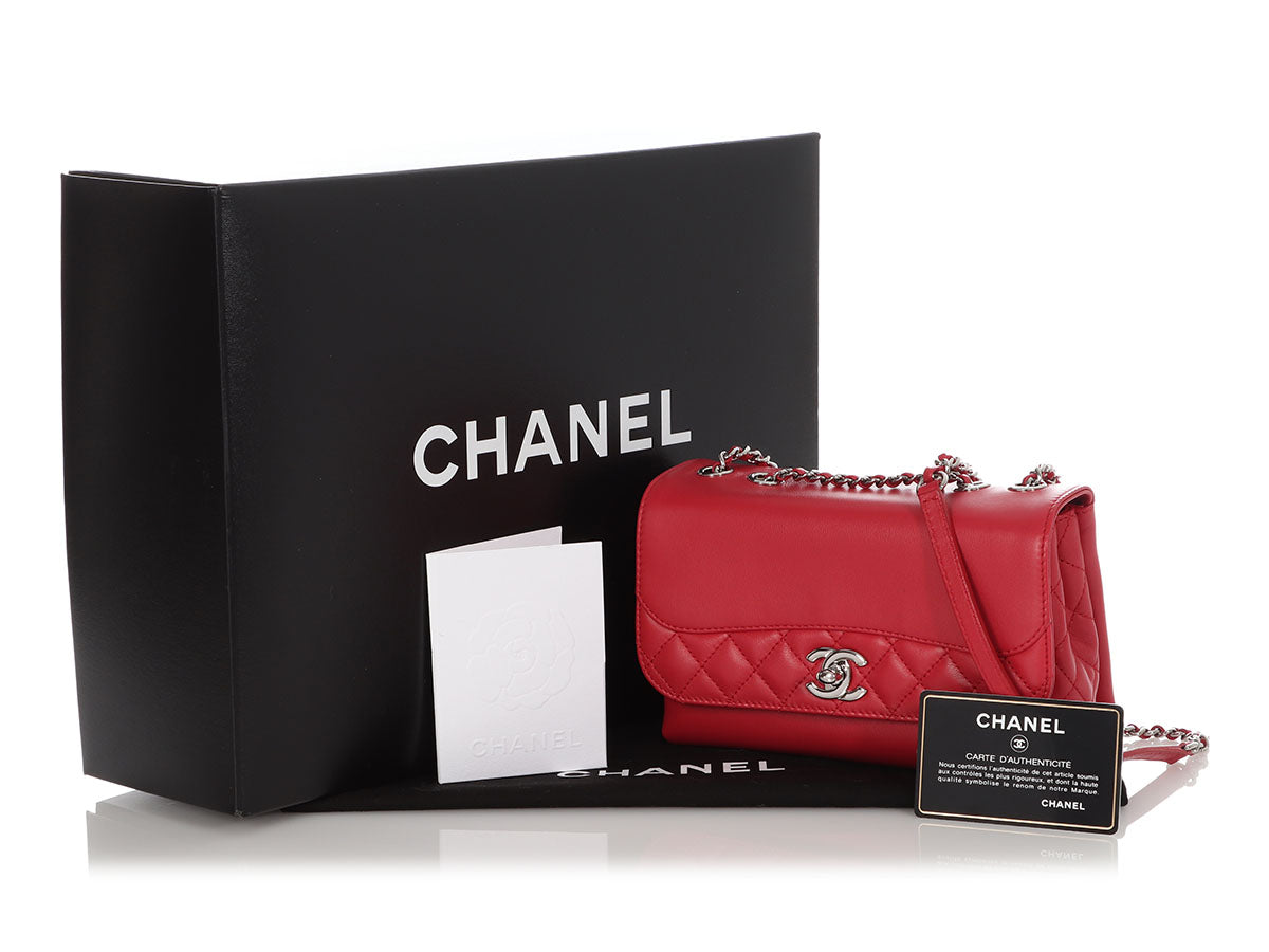 Chanel Red Part-Quilted Calfskin Tramezzo Crossbody