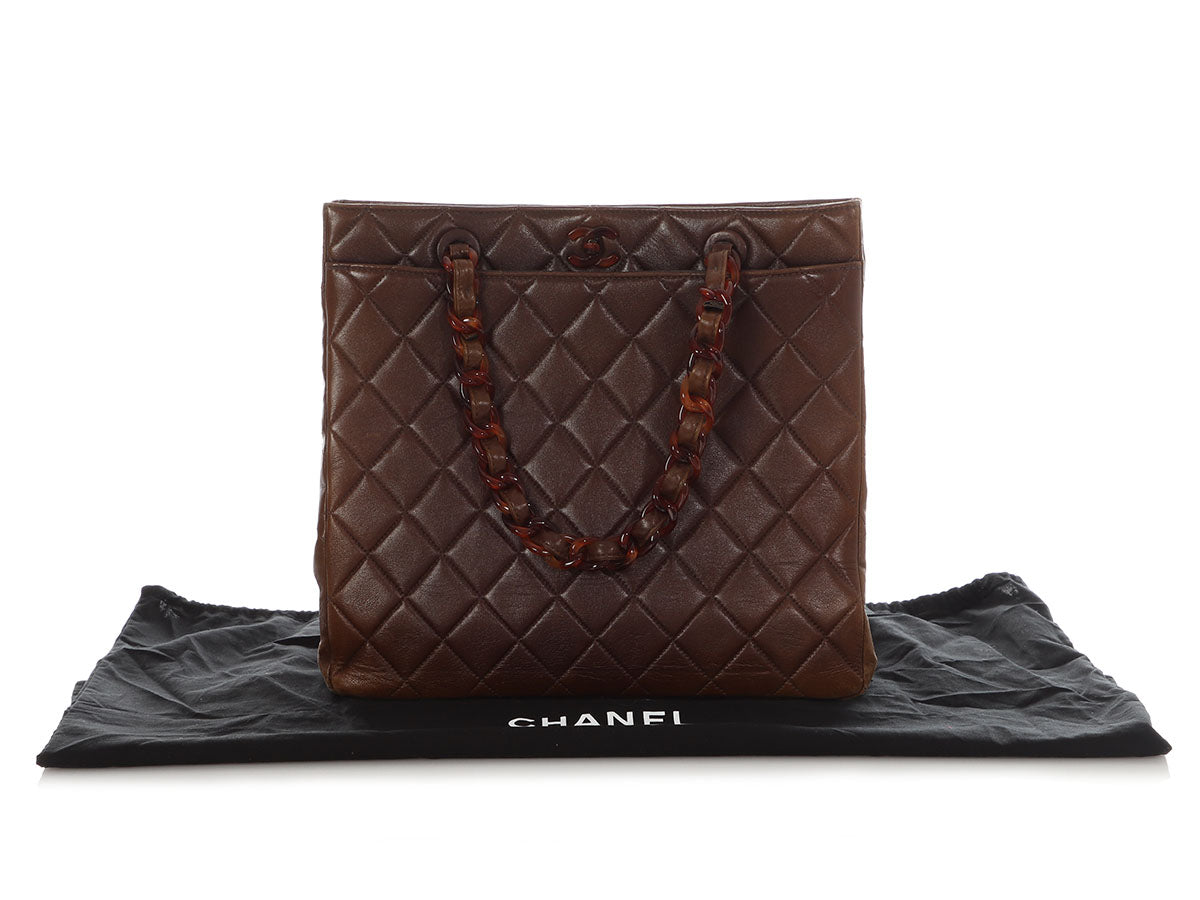 Chanel Brown Quilted Lambskin Tote