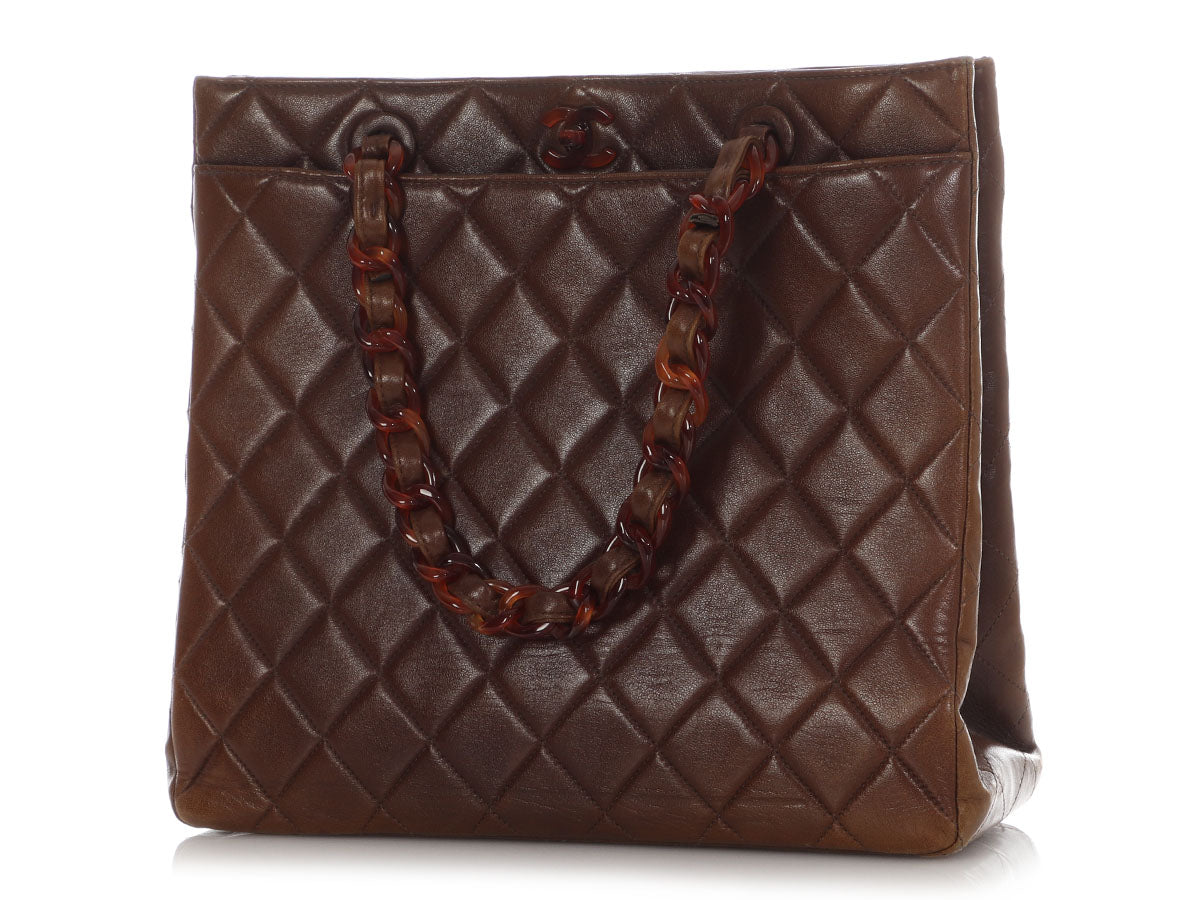 Chanel Brown Quilted Lambskin Tote