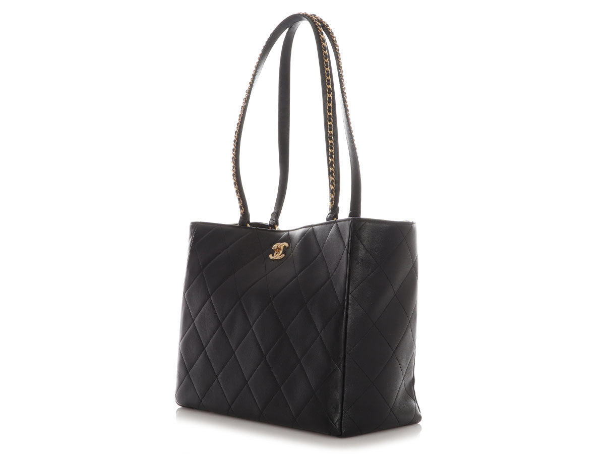 Chanel Large Black Quilted Calfskin Book Pocket Tote