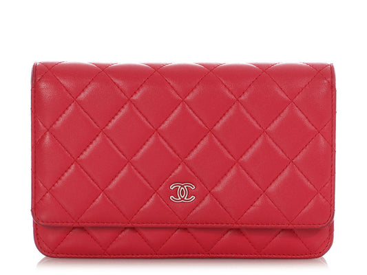 Chanel Raspberry Lambskin Wallet on Chain WOC