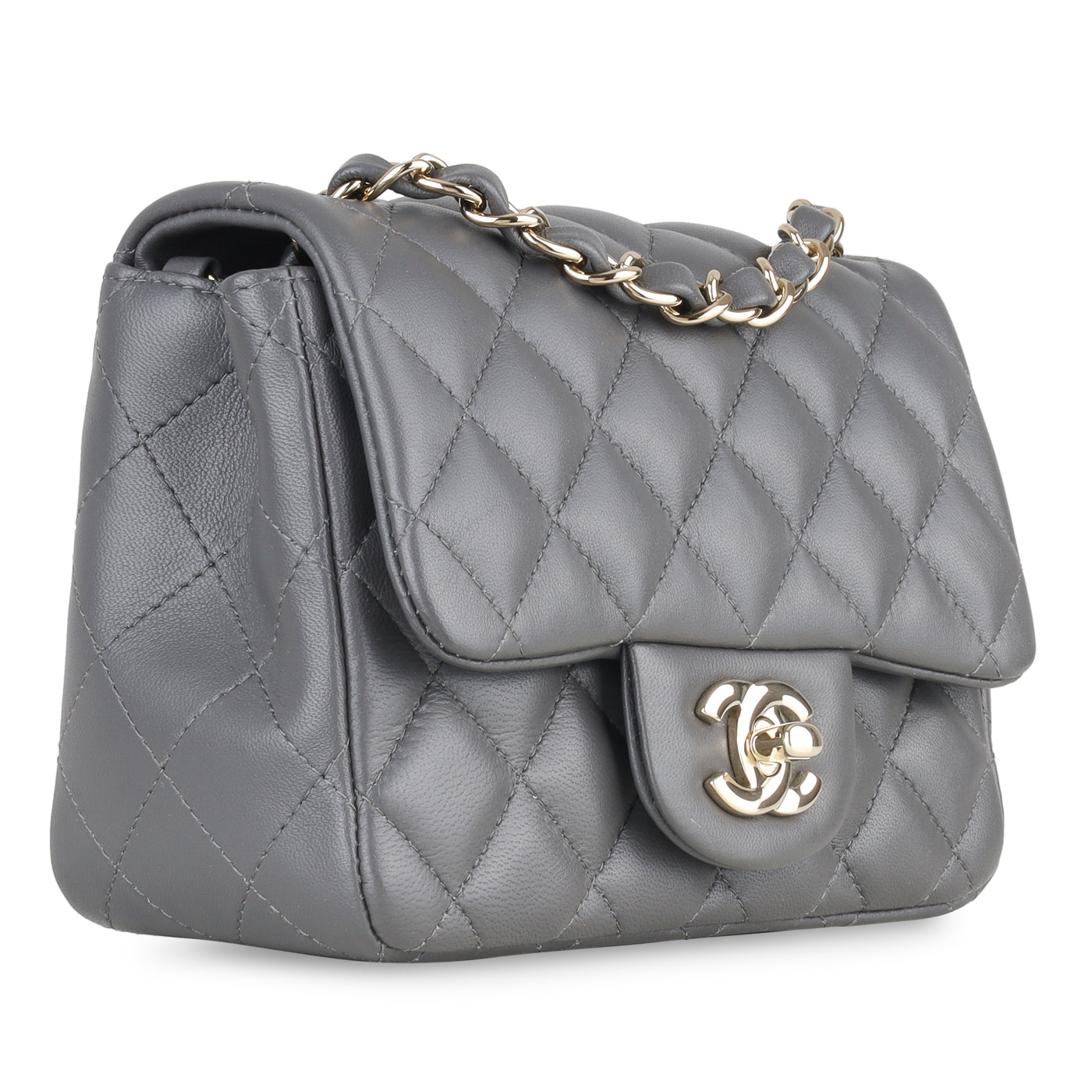 Chanel Mini Square Classic Flap - Grey Lambskin