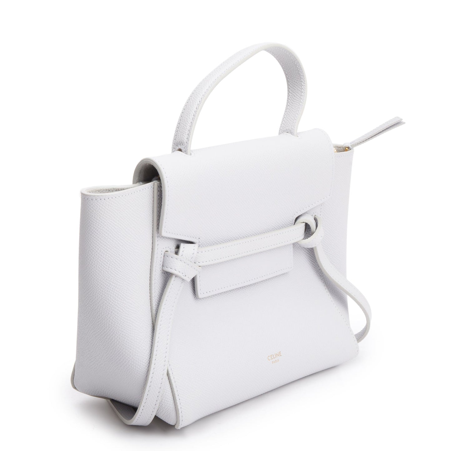 Celine 2021 Grey Grained Calfskin Leather Nano Belt Bag