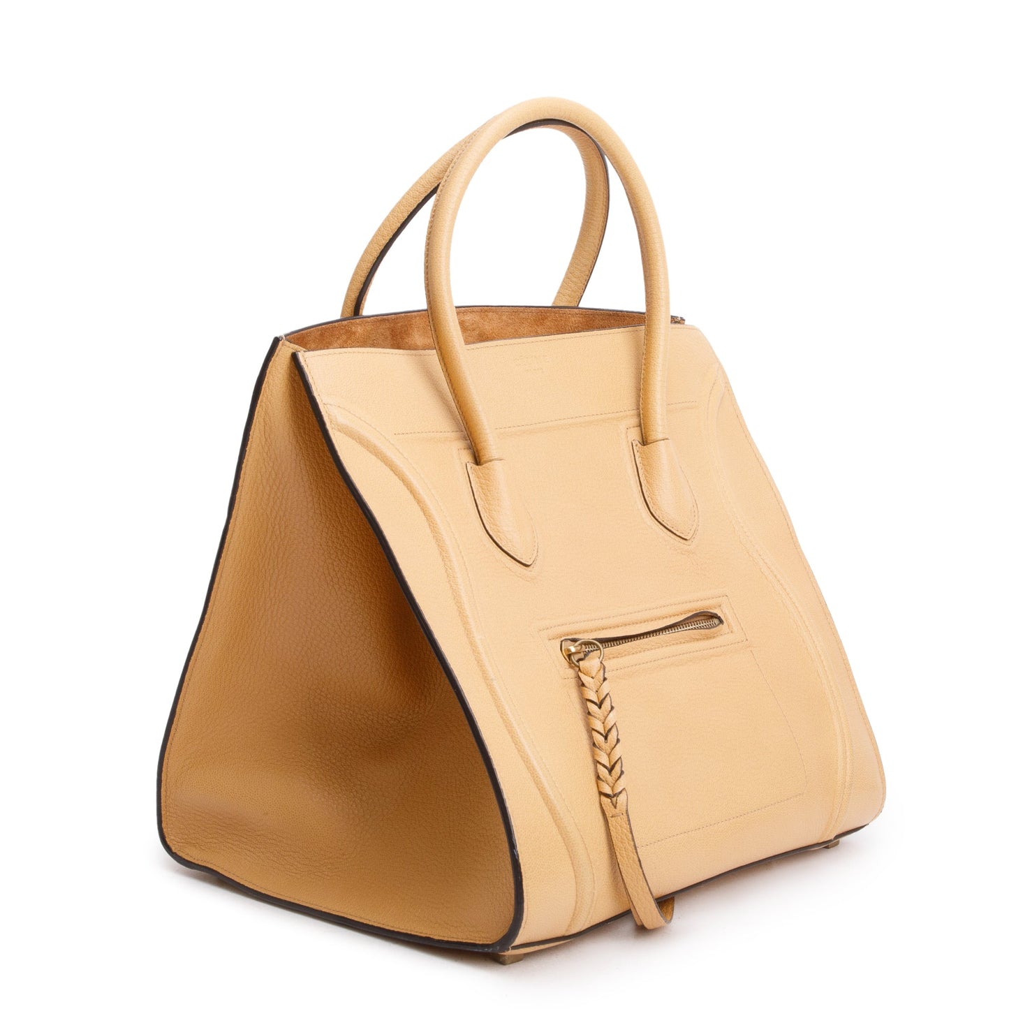 Celine Beige Drummed Calfskin Leather Mini Luggage Tote
