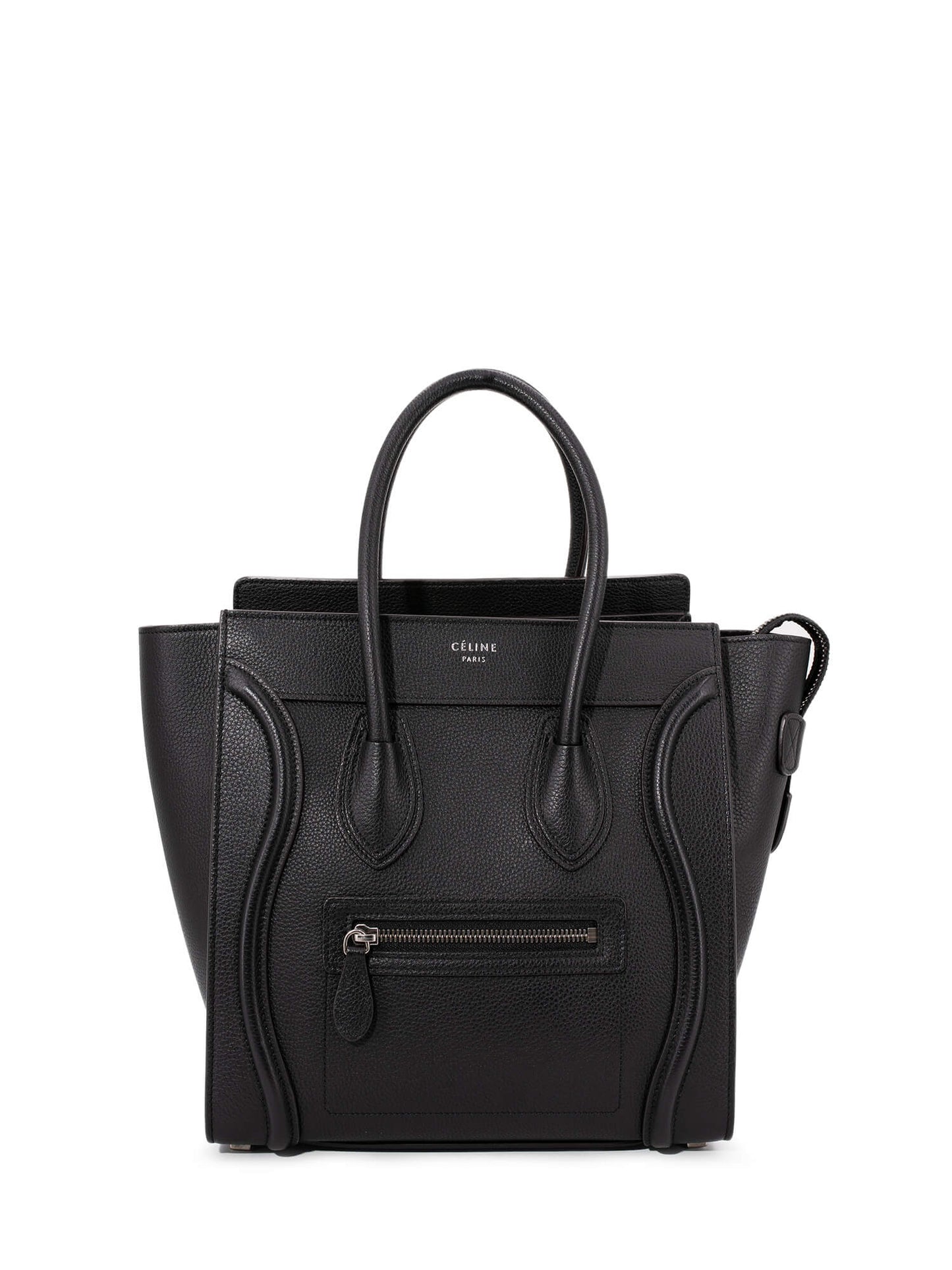 Luxury CELINE Drummed Leather Micro Luggage Bag Black