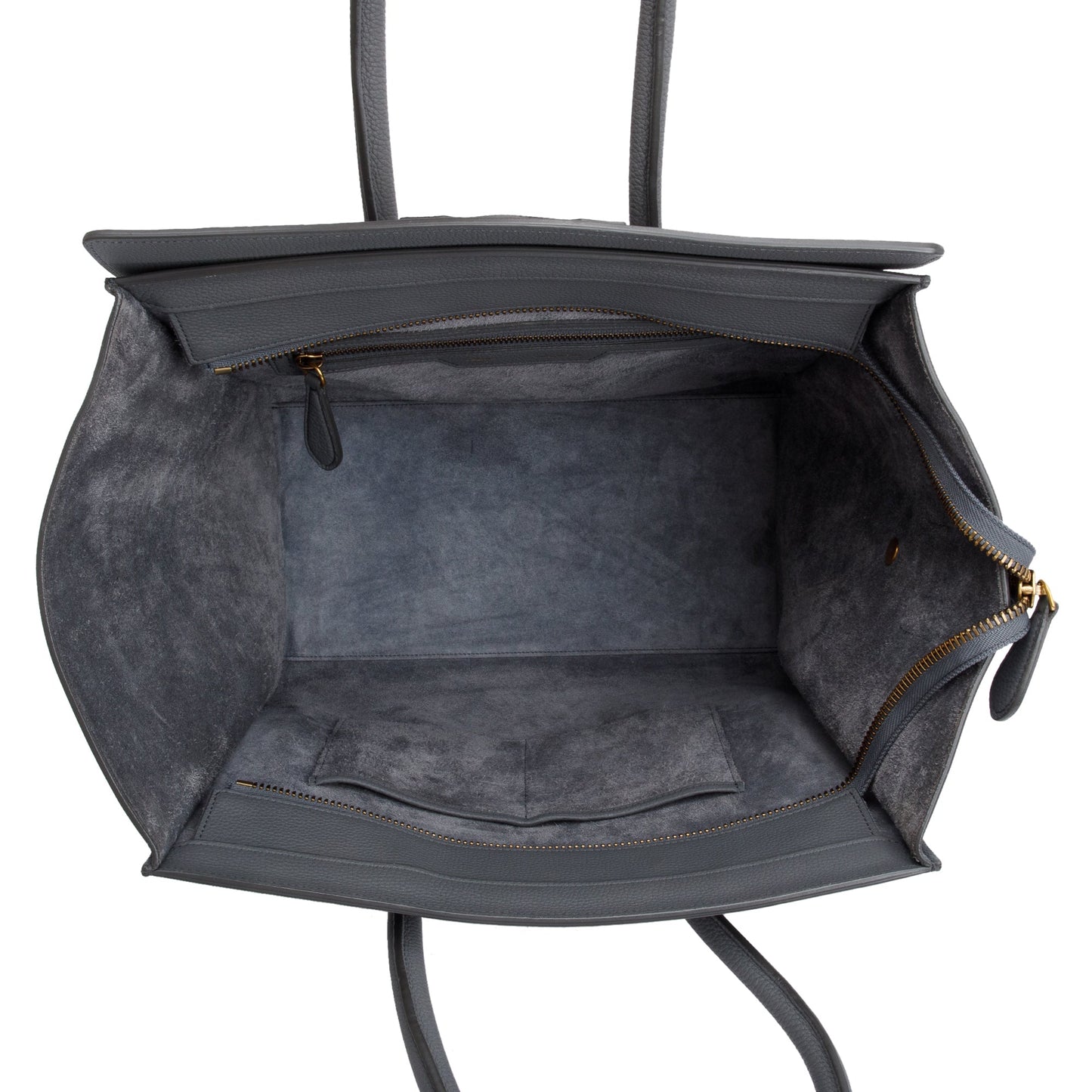 Celine Grey Drummed Calfskin Leather Mini Luggage Tote