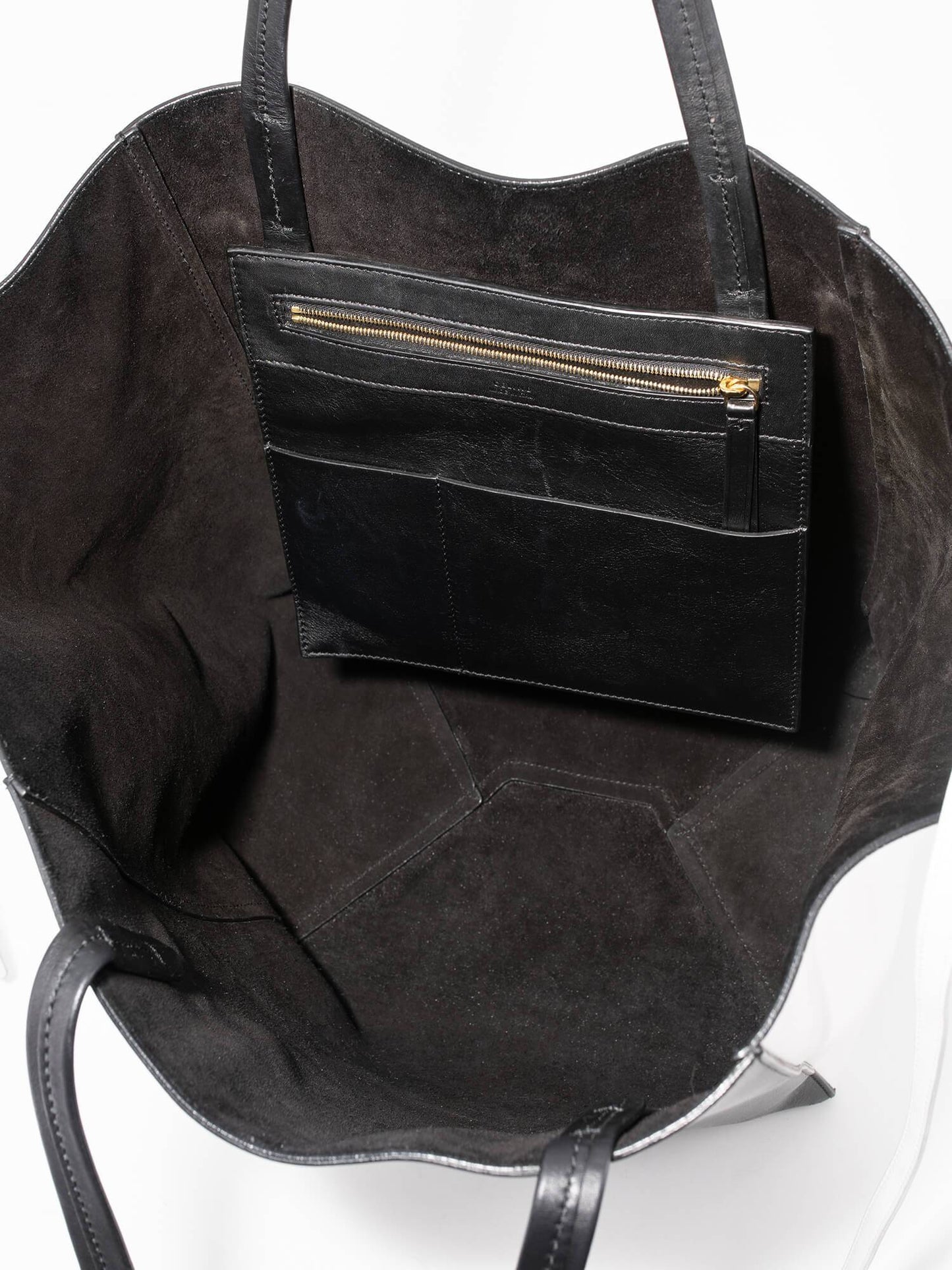 Luxury CELINE Leather Medium Phantom Bag Black White