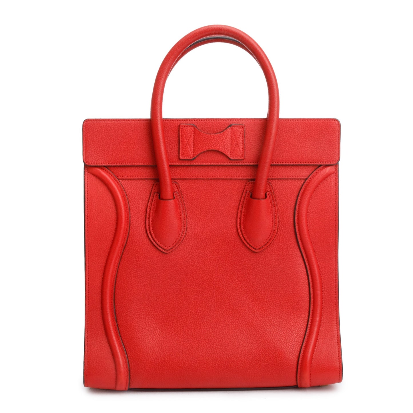 Celine Red Drummed Calfskin Leather Mini Luggage Tote