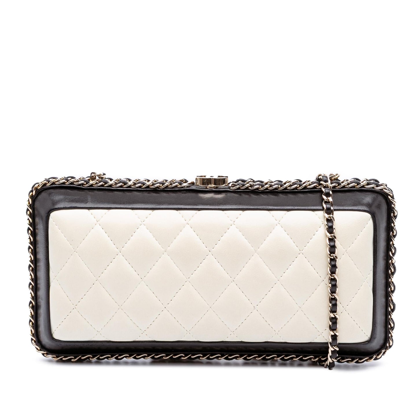 Chanel Bicolor Quilted Lambskin Chain Around Clutch