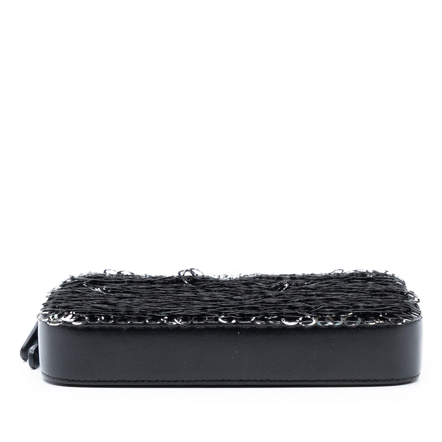 Chanel CC Calfskin and Sequin Double Zip Wallet on Chain