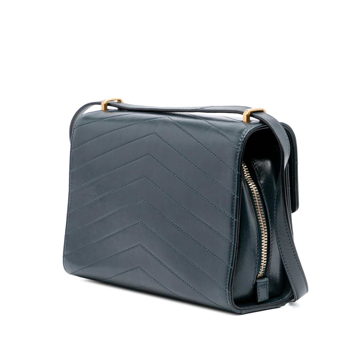 Chanel CC Chevron Calfskin Medal Flap