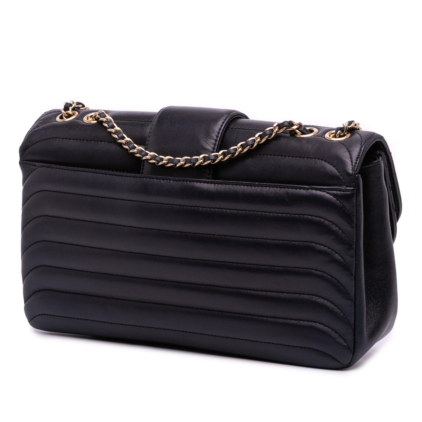 Chanel CC Horizontal Quilted Lambskin Double Flap