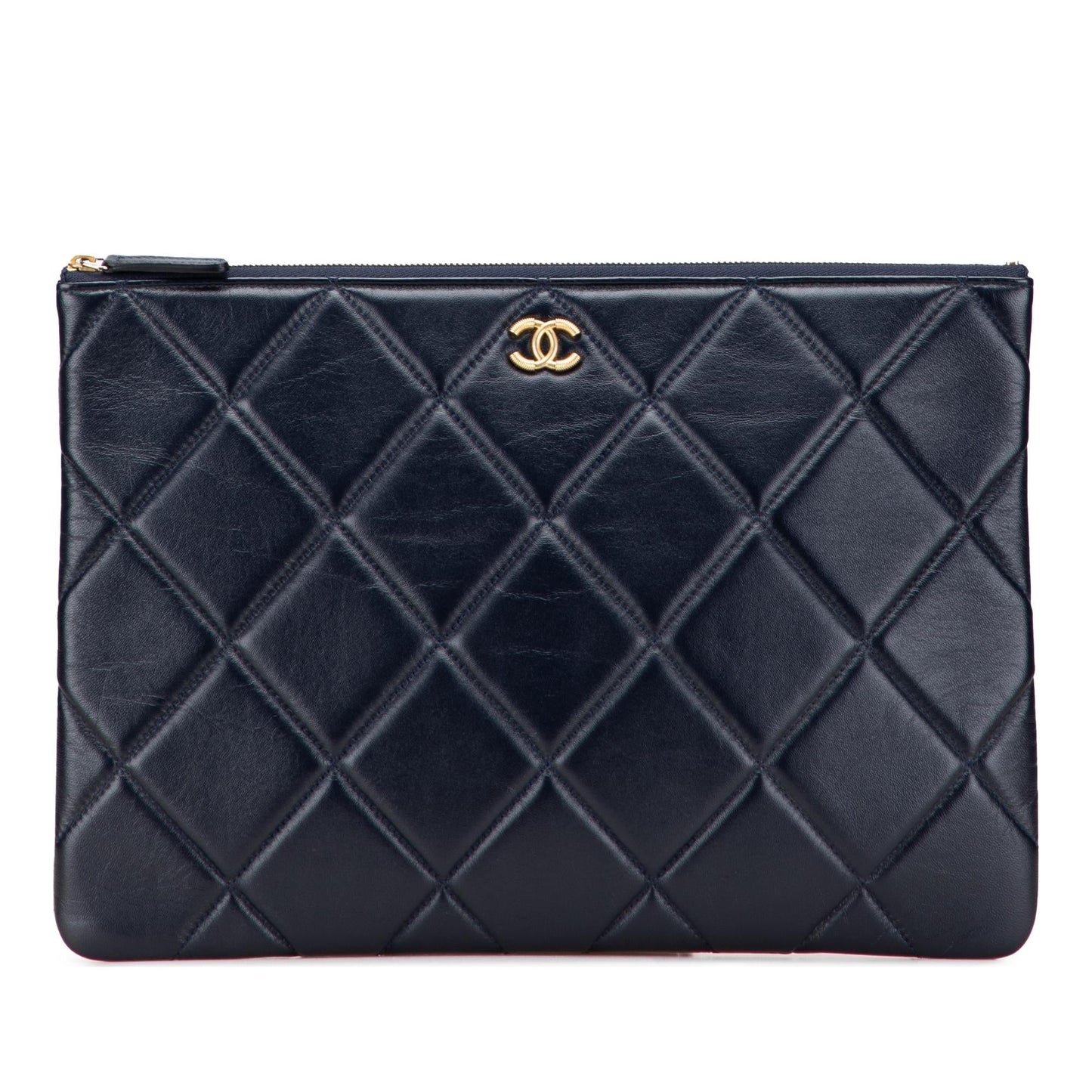 Chanel CC Large Quilted Lambskin O Case Clutch