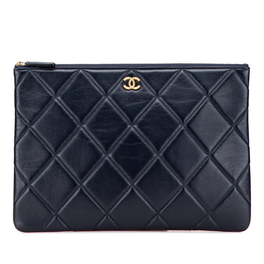 Chanel CC Large Quilted Lambskin O Case Clutch