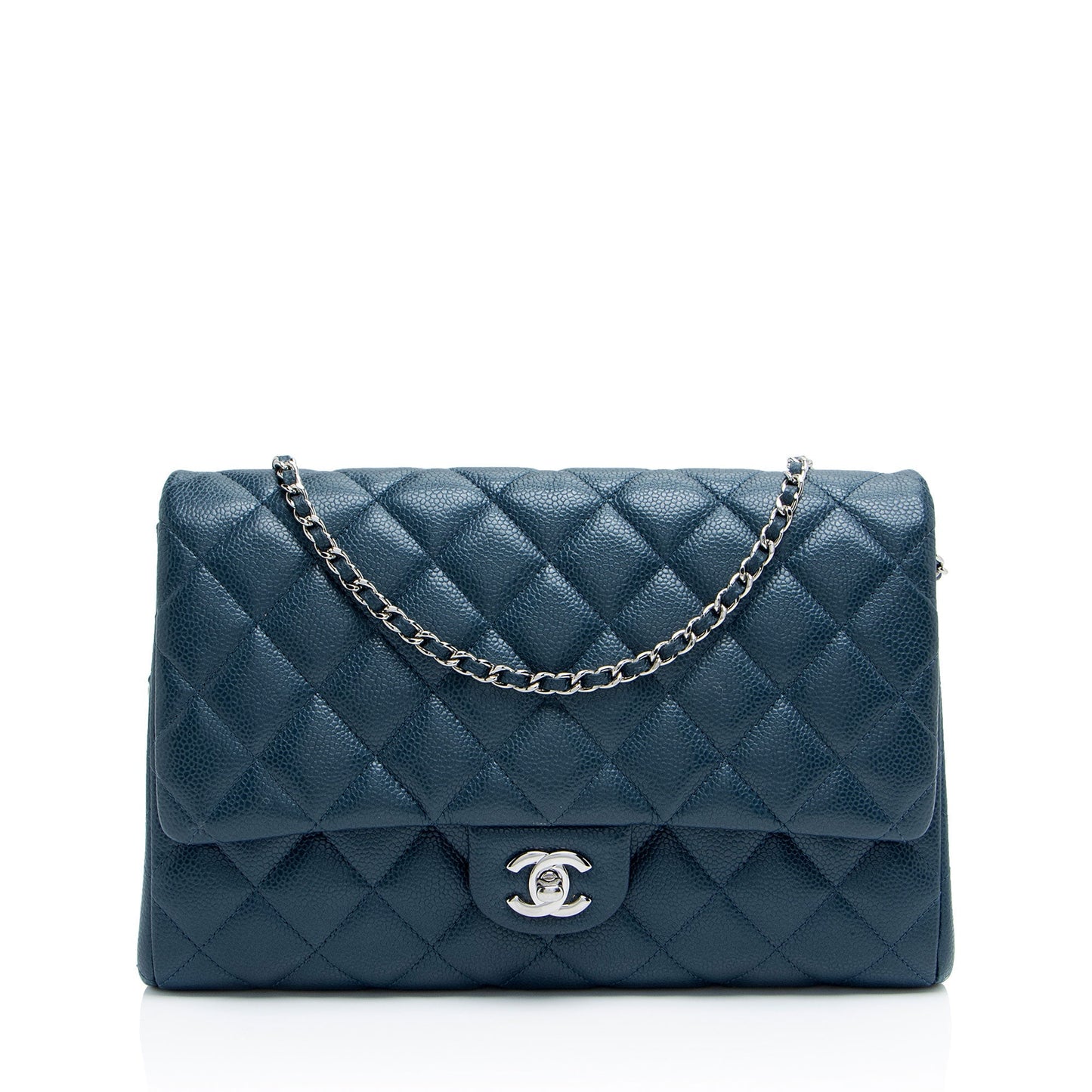 Chanel Caviar Leather Chain Flap Clutch