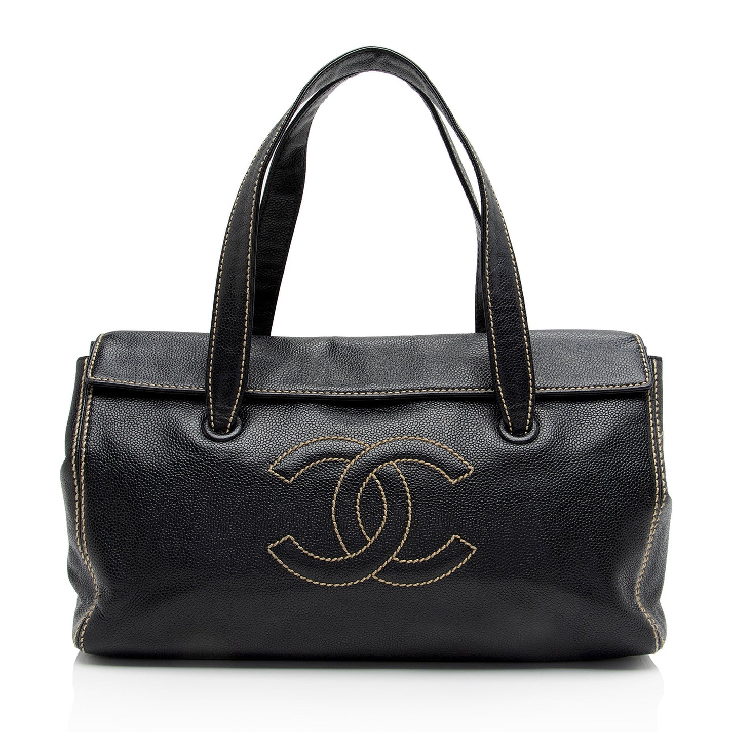 Chanel Caviar Leather Stitched CC Flap Satchel