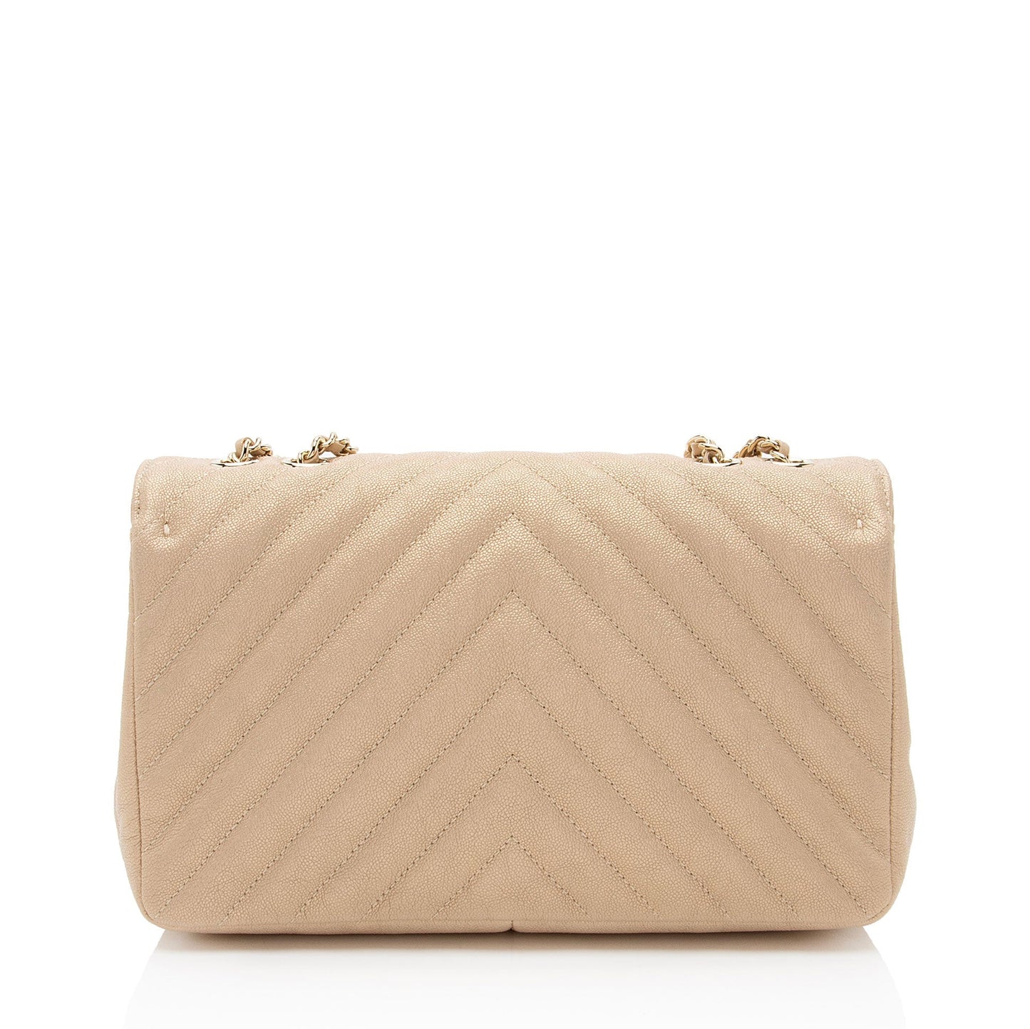 Chanel Chevron Metallic Caviar Leather Statement Small Flap Bag
