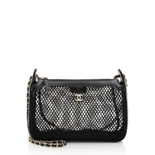 Chanel Mesh Lambskin Clutch with Chain