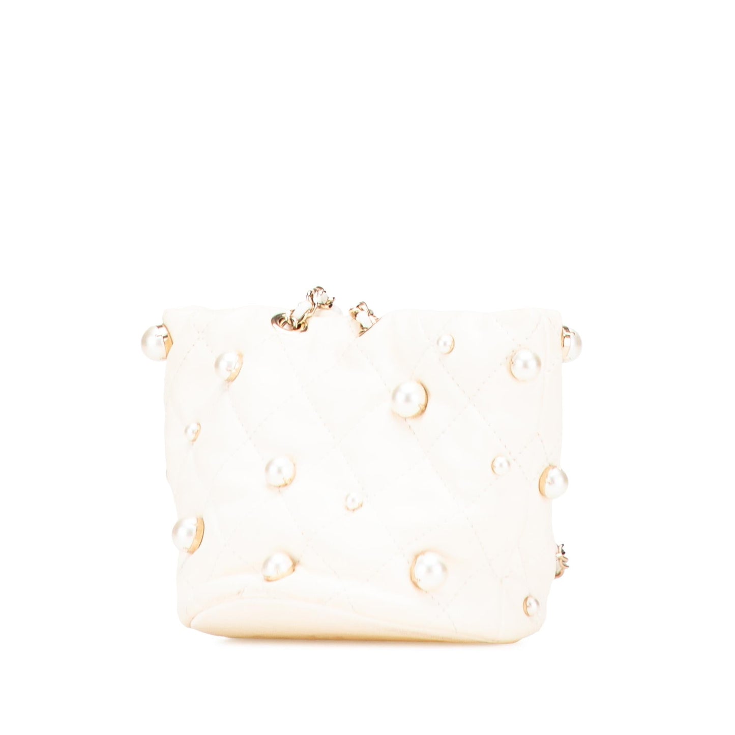 Chanel Mini Quilted Lambskin About Pearls Drawstring Bucket Bag