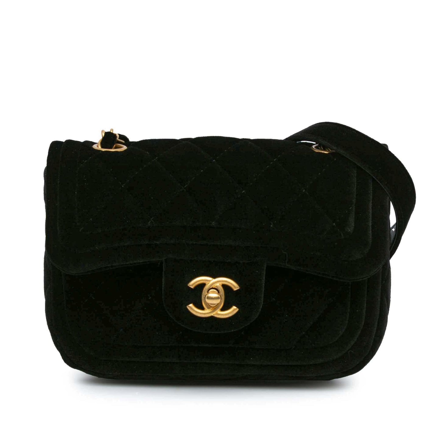 Chanel Mini Quilted Velvet Double Frame Flap